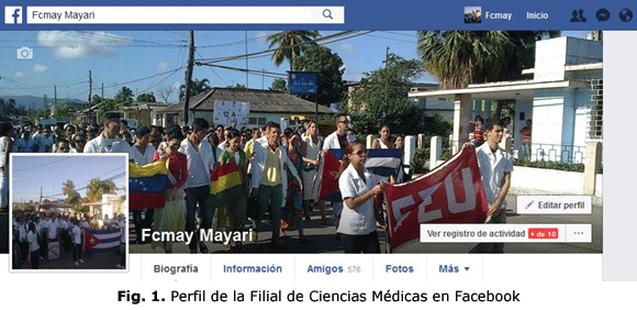 Fig. 1. Perfil de la Filial de Ciencias Médicas en Facebook