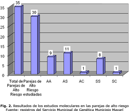 Fig. 2. Resultados de los estudios moleculares en las parejas de alto riesgo 